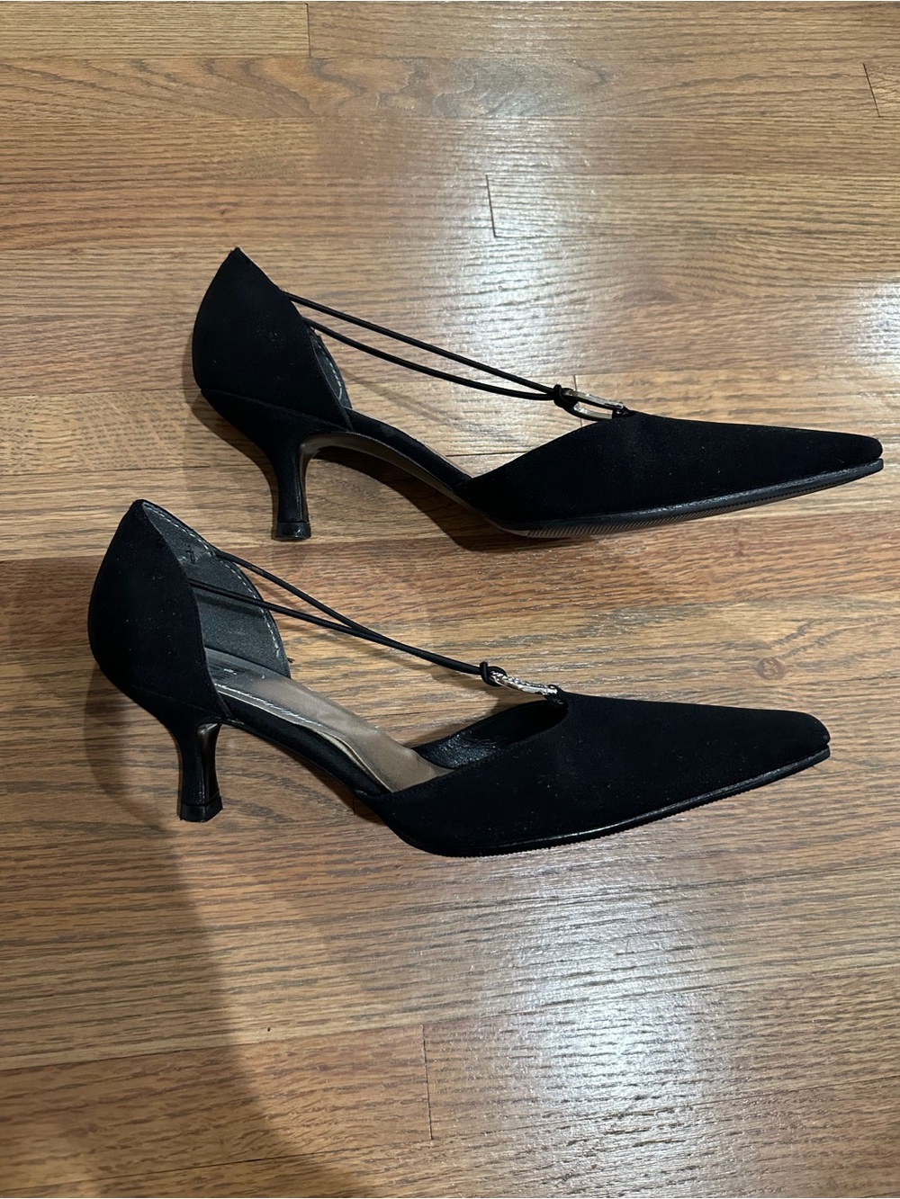 Stuart Weitzman Crystal Embellishments D'Orsay Black Pumps Size 7 - Picture 4 of 7